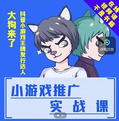 大狗来了：小游戏推广实战课，带你搭建一个游戏推广变现账号-汇课新知资源网