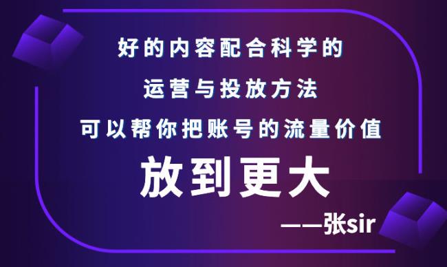 张sir账号流量增长课，告别海王流量，让你的流量更精准-汇课新知资源网