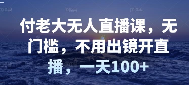 付老大无人直播课，无门槛，不用出镜开直播，一天100+-汇课新知资源网