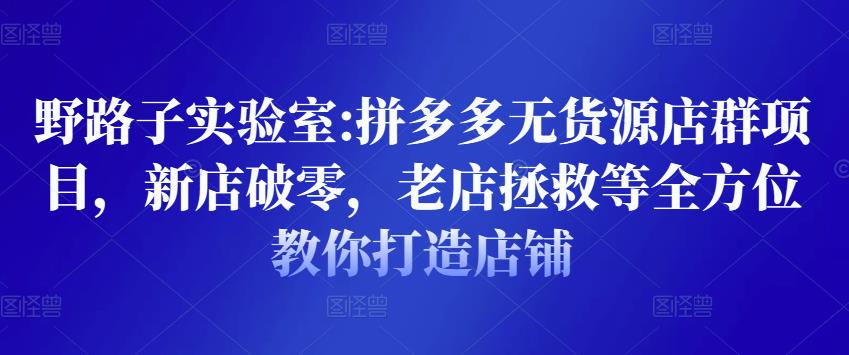 野路子实验室:拼多多无货源店群项目，新店破零，老店拯救等全方位教你打造店铺-汇课新知资源网