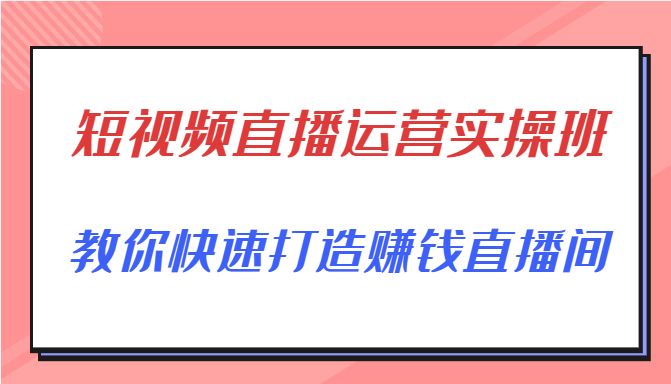 短视频直播运营实操班，直播带货精细化运营实操，教你快速打造赚钱直播间-汇课新知资源网