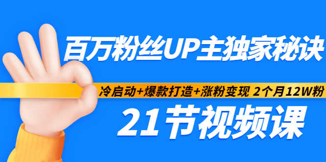 百万粉丝UP主独家秘诀：冷启动+爆款打造+涨粉变现2个月12W粉（21节视频课)-汇课新知资源网