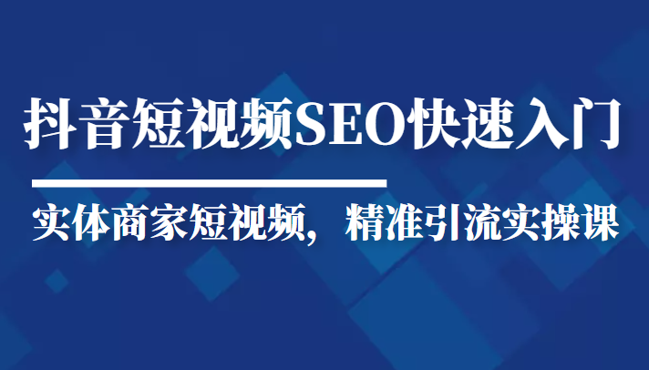 抖音短视频Seo搜索排名优化新手快速入门教程，实体商家短视频，精准引流实操课-汇课新知资源网