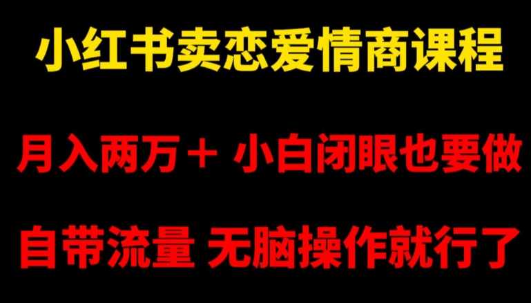 小红书卖恋爱情商课程，月入两万＋，小白闭眼也要做，自带流量，无脑操作就行了【揭秘】-汇课新知资源网